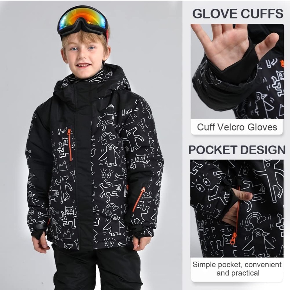 Unisex Philbee Snow jacket , cartoon design
Black/white Sz 11/12 (EU 146-152)